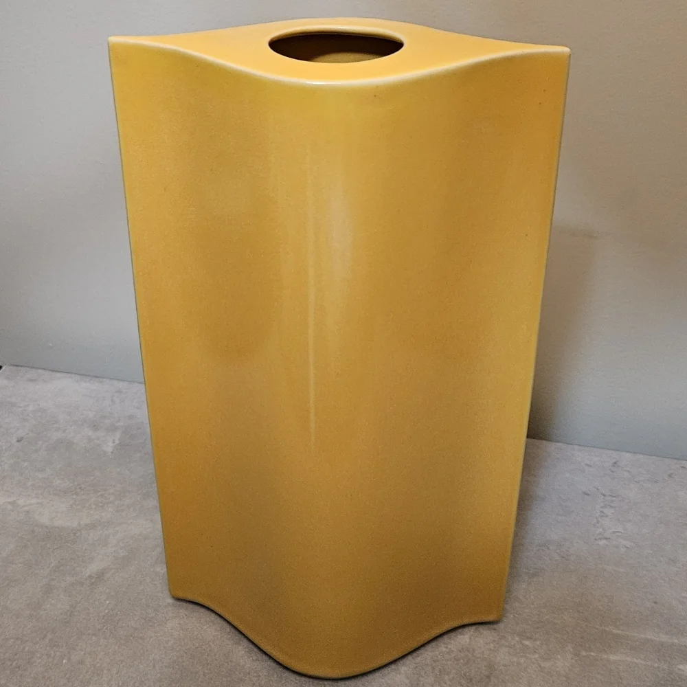 Vintage Mikasa La Ronde Moselle Amber Yellow Almond Eye Shape Mid-Century Vase